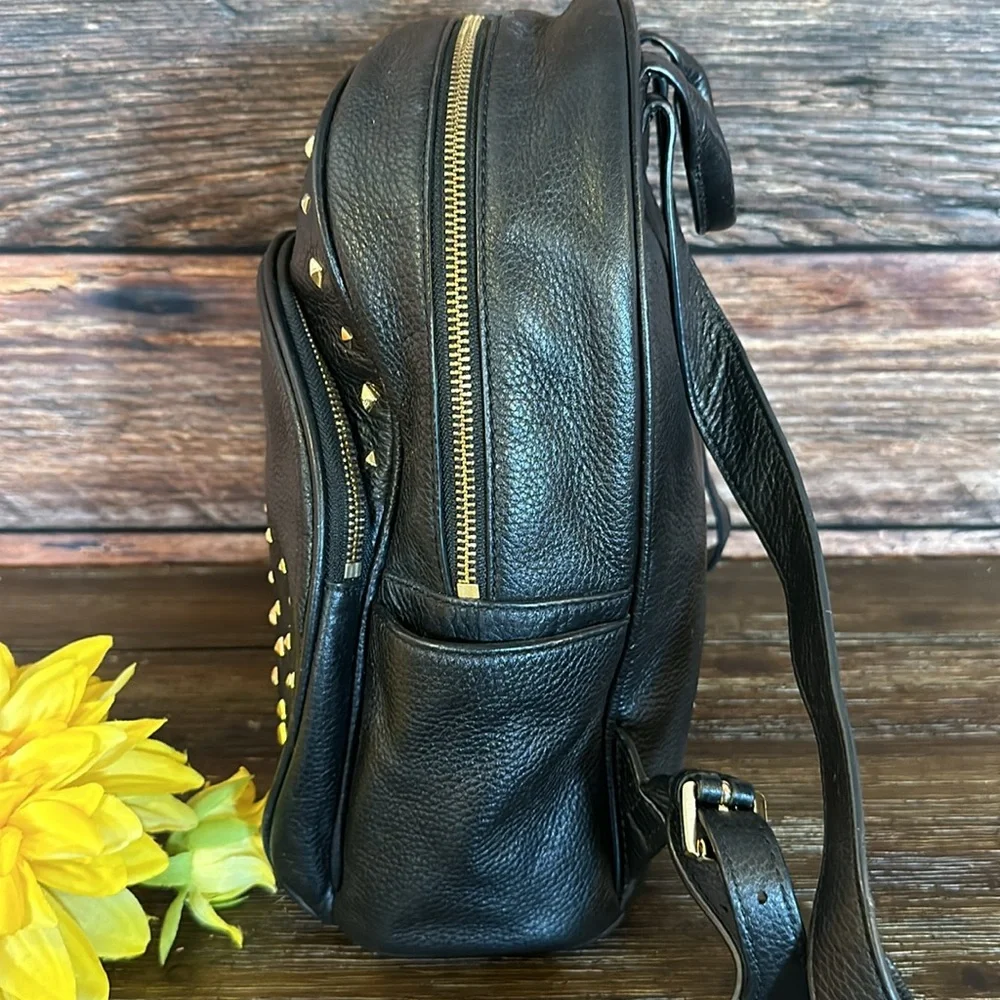 MICHAEL KORS Abbey Medium Studded Black Pebbled Leather Backpack!